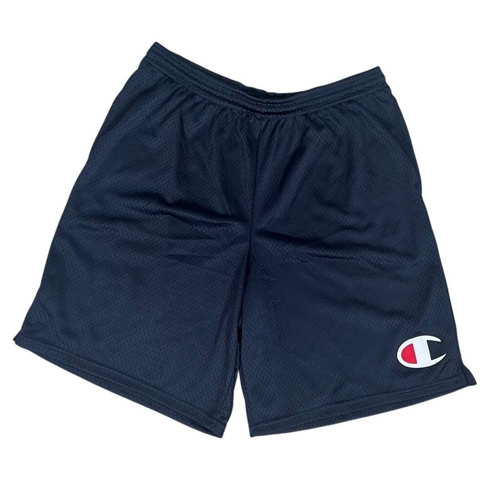 Champion Men's Navy Blue Athletic Casual Mesh Shorts 100% Polyester Size Large